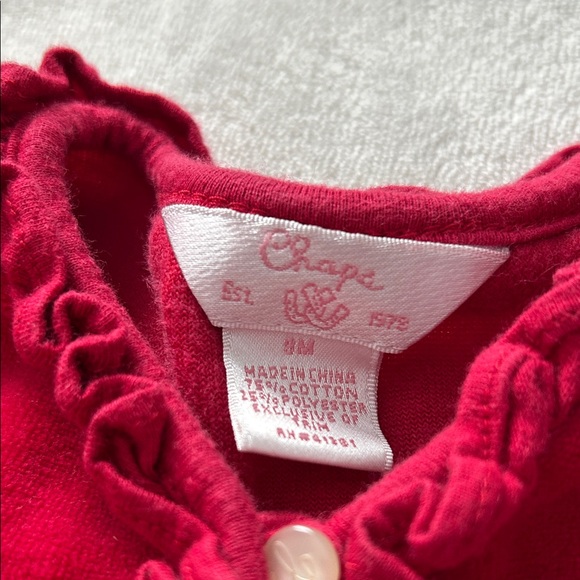 Chaps Vibrant Red Baby Dress with Ruffle Detail - Picture 2 of 6